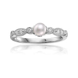 Pearl Round Solitaire Ring, Freshwater pearl ring, pearl and moissanite ring, pearl round ring