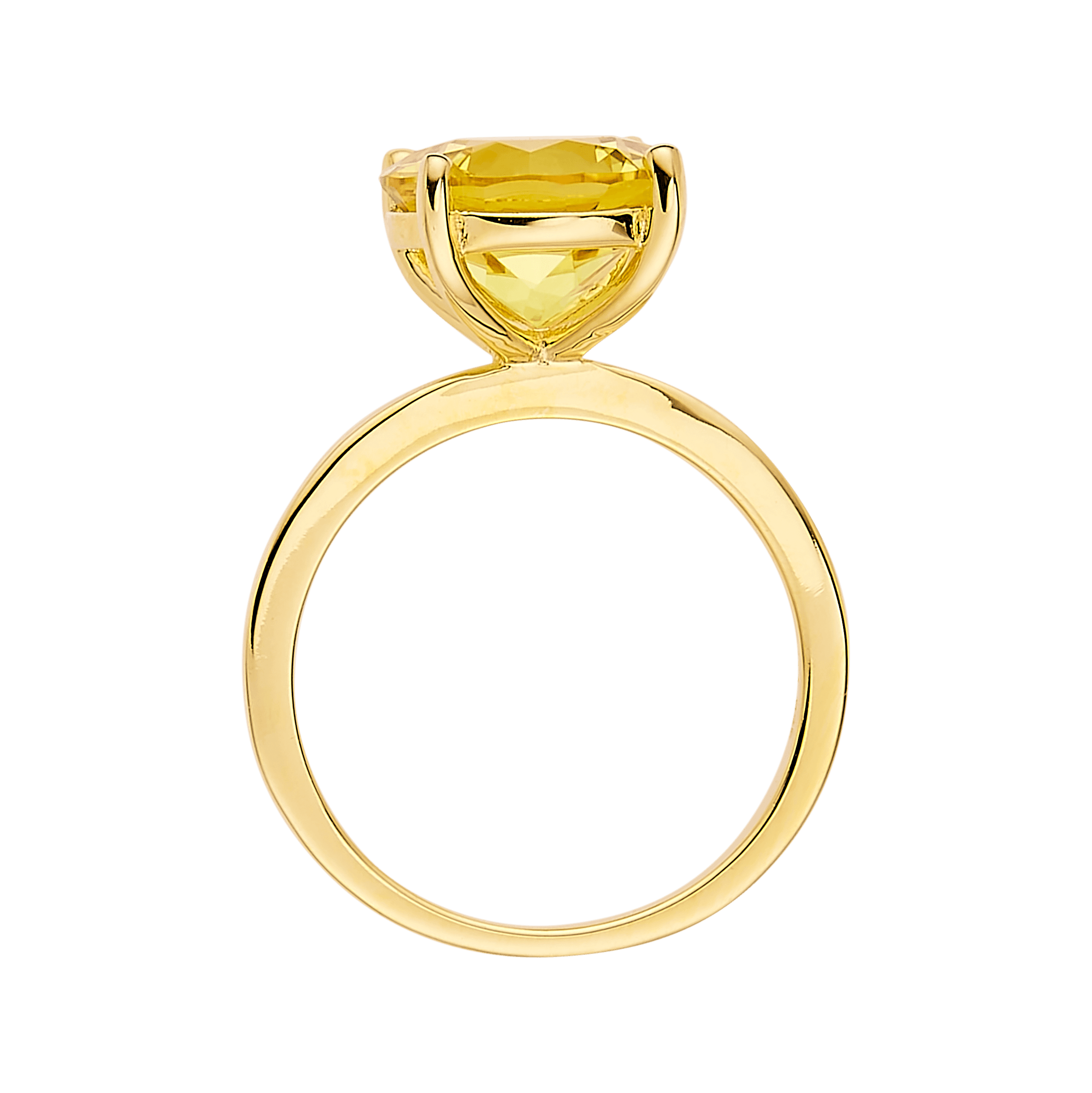 Yellow Diamond Engagement Ring 18K Yellow Gold Plated Silver Proposal Ring - FineColorJewels