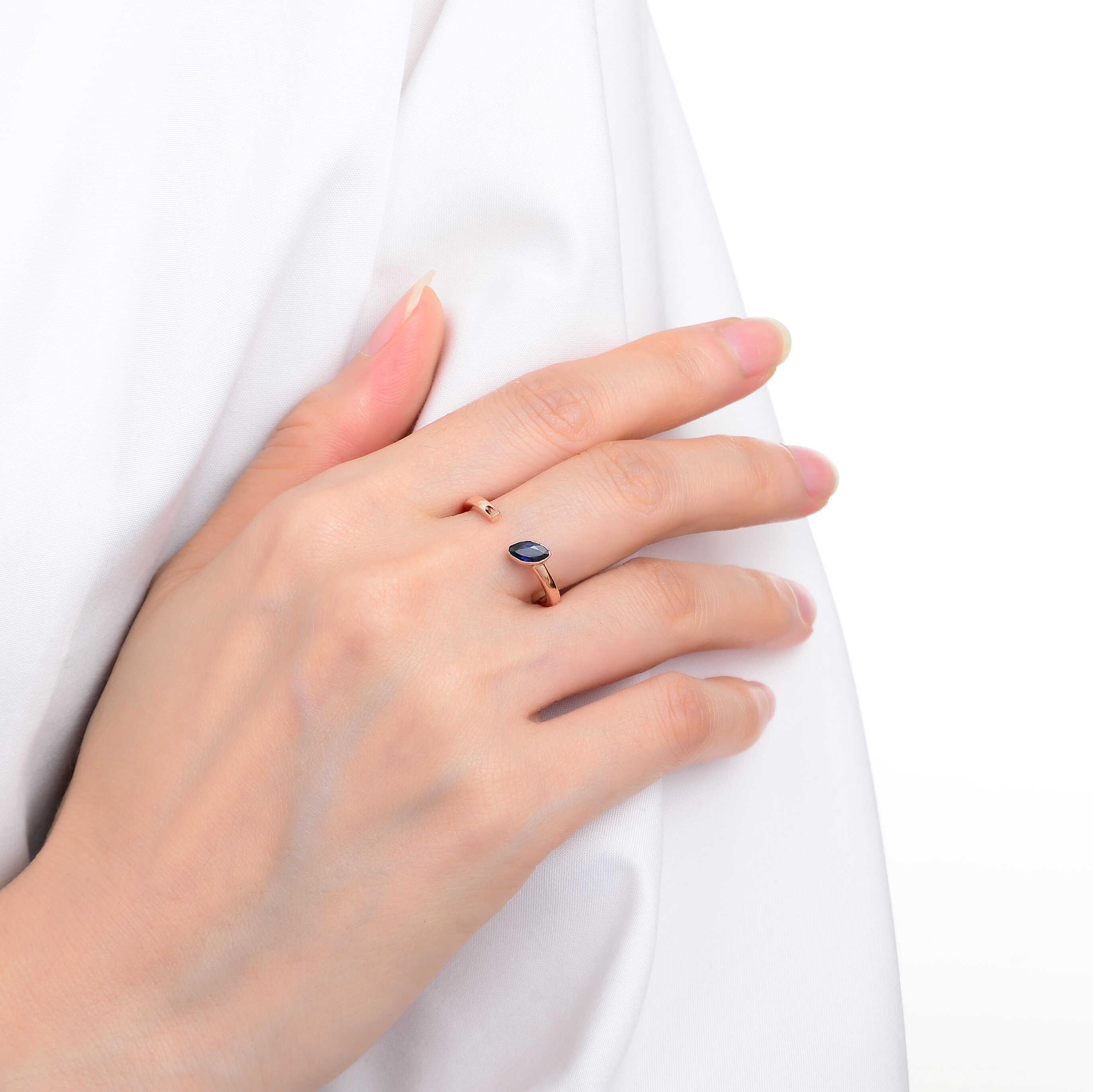 September Birthstone Ring, Sapphire Simple Ring, Solitaire Ring for Women