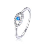 Evil Eye Protection Ring Lab Grown Blue Opal Dainty Ring - FineColorJewels