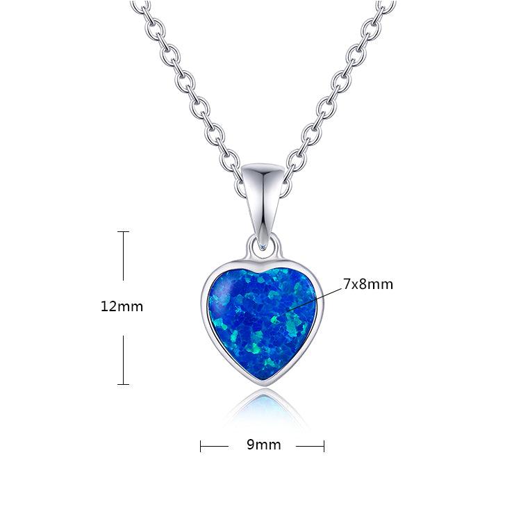 Blue Opal Heart Necklace - FineColorJewels