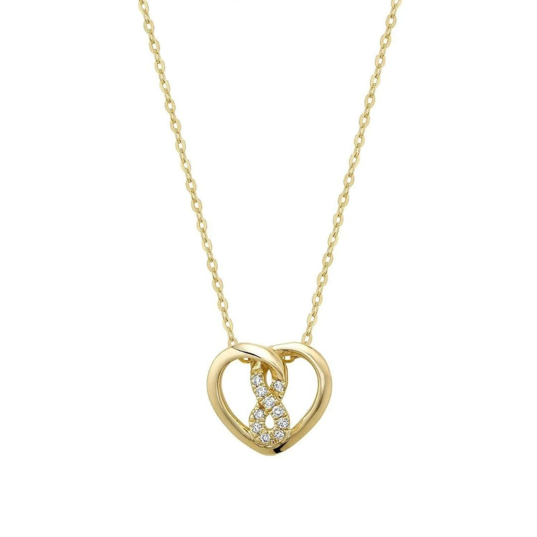 10k Gold Heart Infinity Diamond Necklace