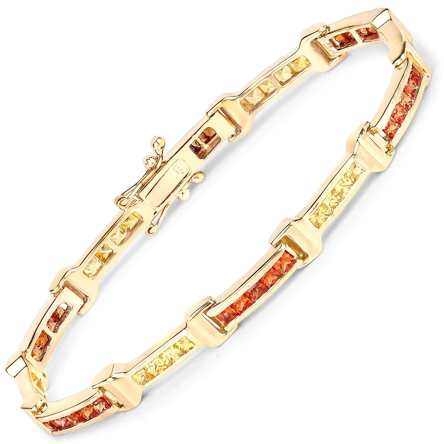 Orange and Yellow Sapphire Tennis Bracelet Silver Fine Color Jewels