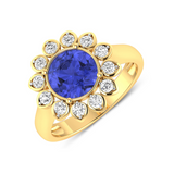 Genuine Tanzanite and Diamond Halo Ring