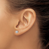 14K White Gold Lab Diamond Cushion Halo Stud Earrings