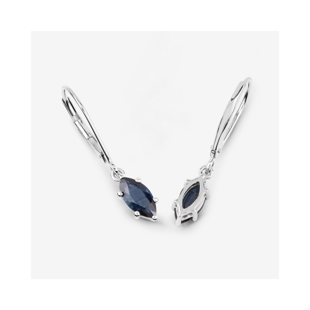 Genuine Blue Sapphire 10K Dangle Earrings