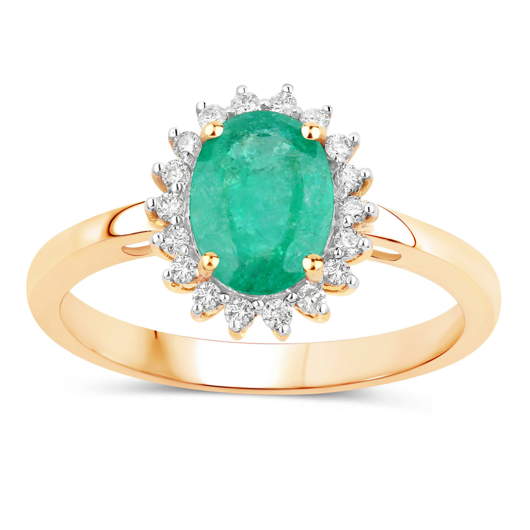 Genuine Zambian Emerald Diamond 10K Ring