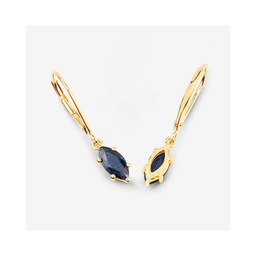 Genuine Blue Sapphire 10K Dangle Earrings