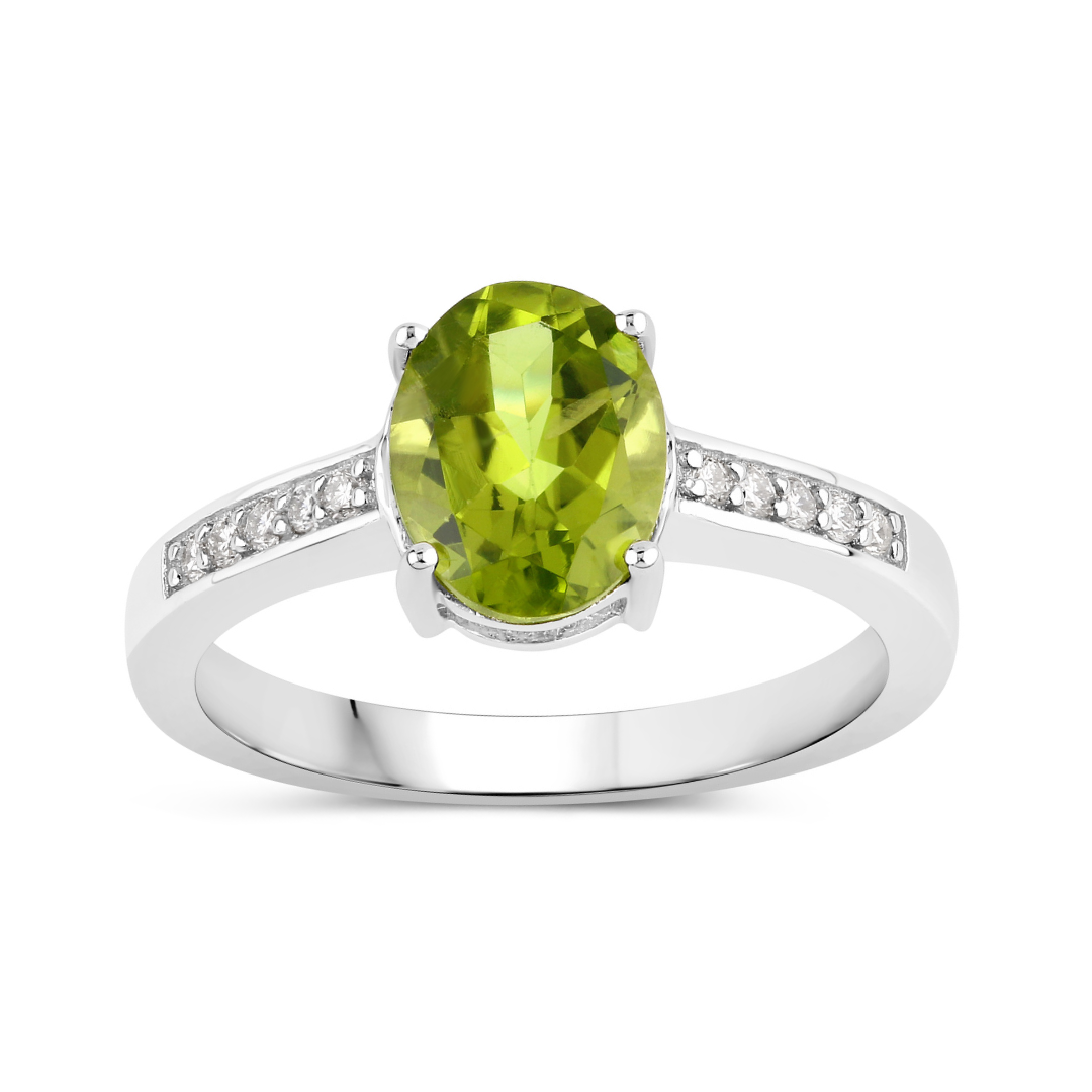Natural Peridot Lab Diamond Ring