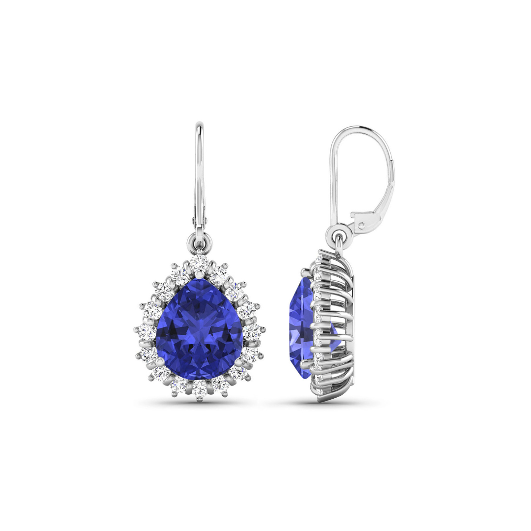 Genuine Tanzanite and Diamond Dangle Earrings
