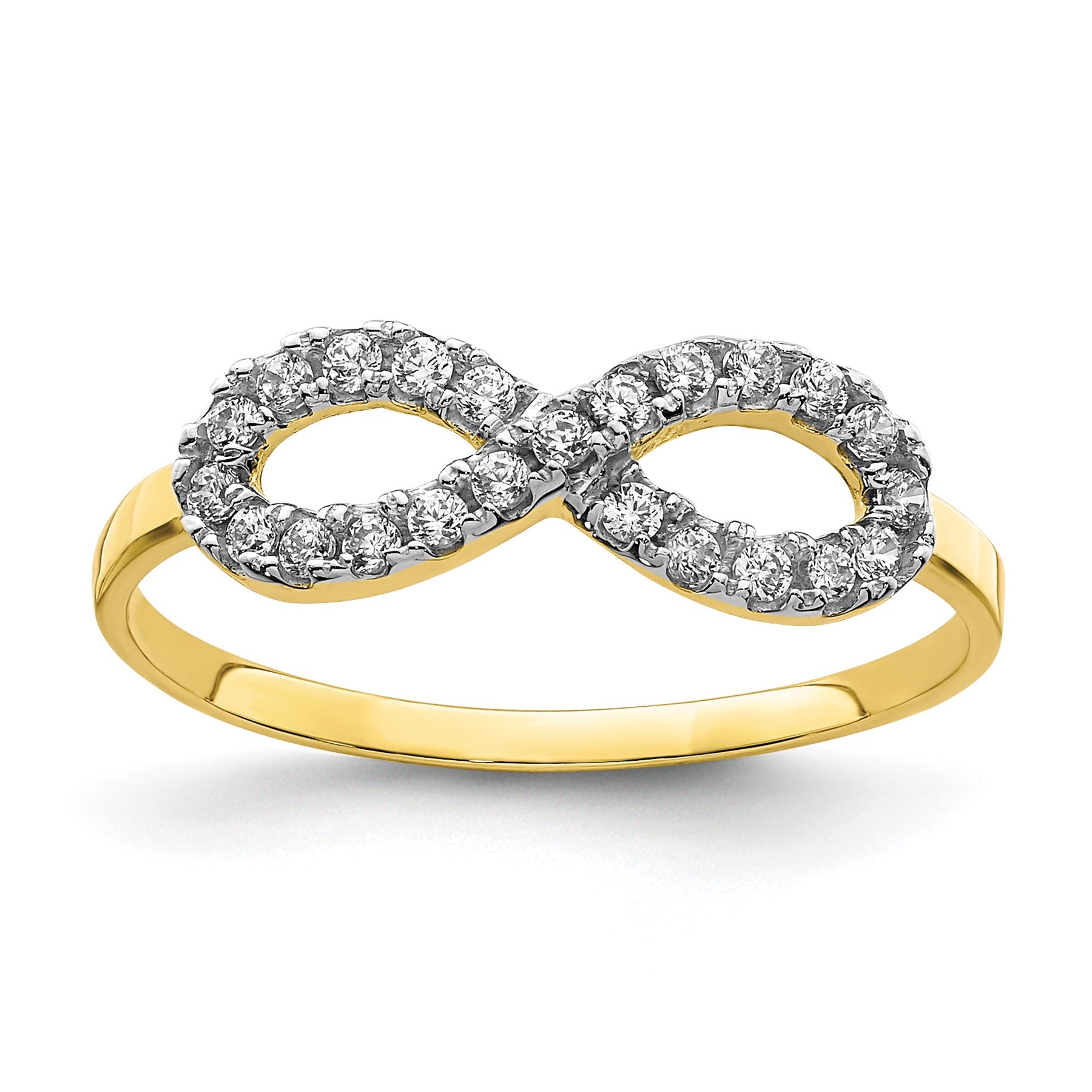 CZ 10k Yellow Gold Infinity Ring Fine Color Jewels 10k Gold Infinity ring, gold infinity ring, infinity ring, QG