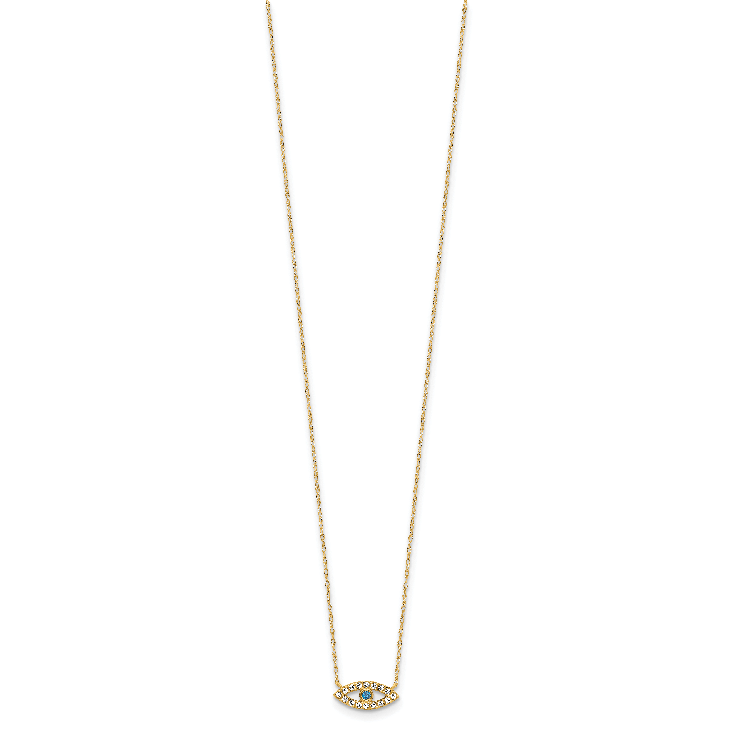 10K Gold CZ Evil Eye Necklace Silver