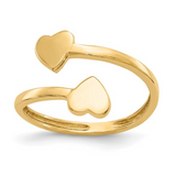 10K Gold Double Heart Bypass Toe Ring