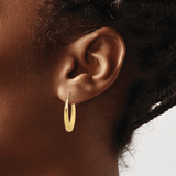 10K Yellow Gold Oval Hollow Hoop Earrings