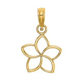 10k Gold Hawaiian Plumeria Flower Pendant