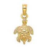 10K Gold Sea Turtle Charm Engraved Pendant