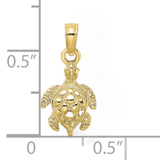 10K Gold Sea Turtle Charm Engraved Pendant