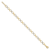 Pulsera de nudo de amor infinito en dos tonos de oro de 10 quilates