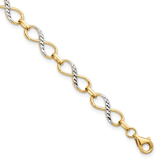 Pulsera de nudo de amor infinito en dos tonos de oro de 10 quilates