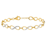 Pulsera de nudo de amor infinito en dos tonos de oro de 10 quilates