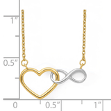 Collier avec pendentif en forme de cœur et infini en or 10 carats