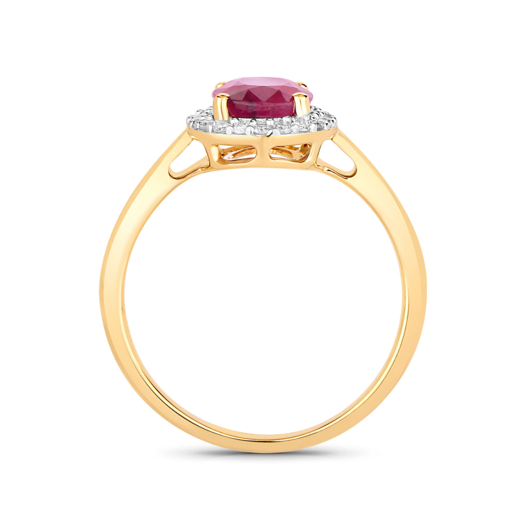 Genuine 10K Pink Ruby and Diamond Halo Ring