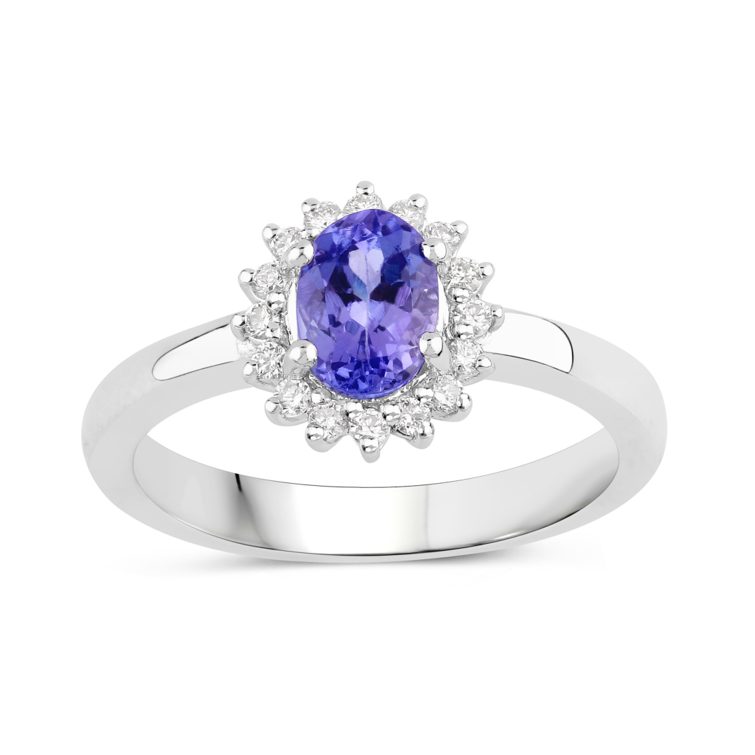 Natural Tanzanite Lab Diamond Halo Ring