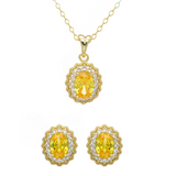 citrine pendant set, wedding jewelry gift, gift for mom