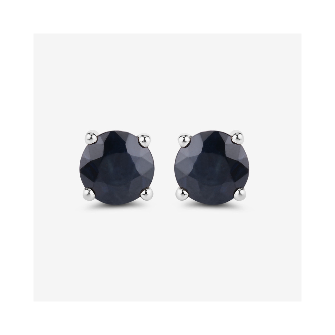 Genuine Blue Sapphire 10K Round Studs Earrings
