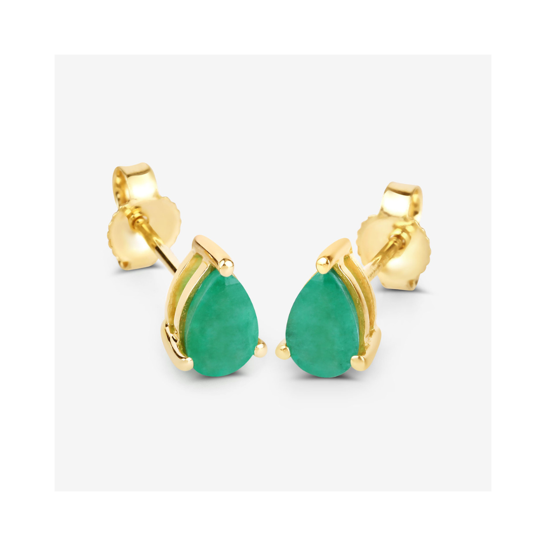 Genuine Zambian Emerald 10K Studs Earrings