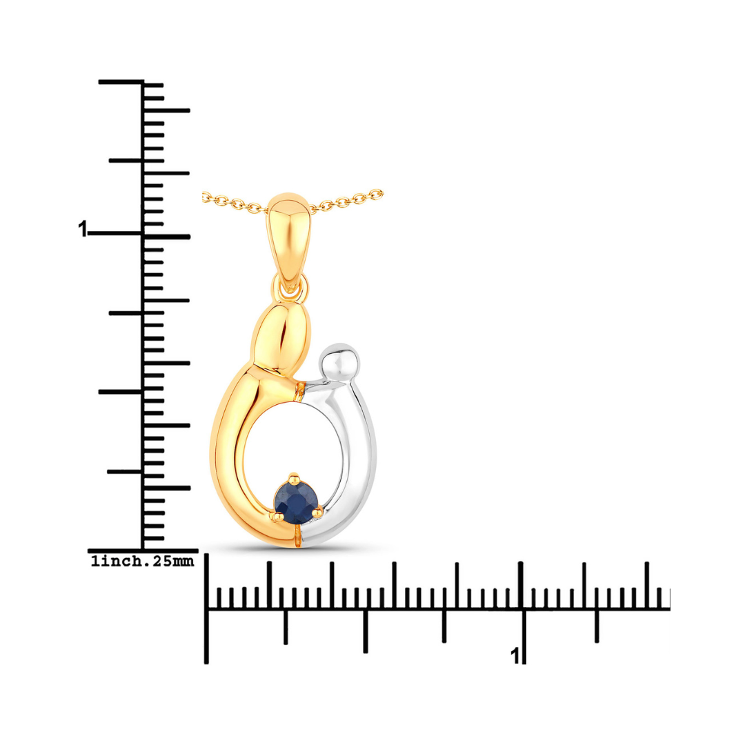 Genuine Blue Sapphire Mom Pendant Necklace
