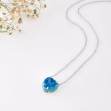 Natural Blue Topaz Heart Pendant Necklace - FineColorJewels
