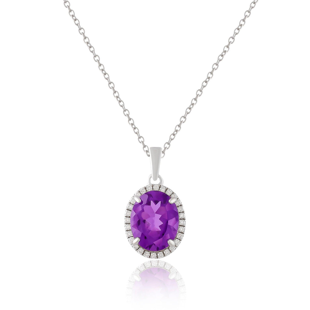 Purple Amethyst Pendant Necklace - FineColorJewels
