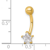 10k Gold  CZ Star Navel Ring