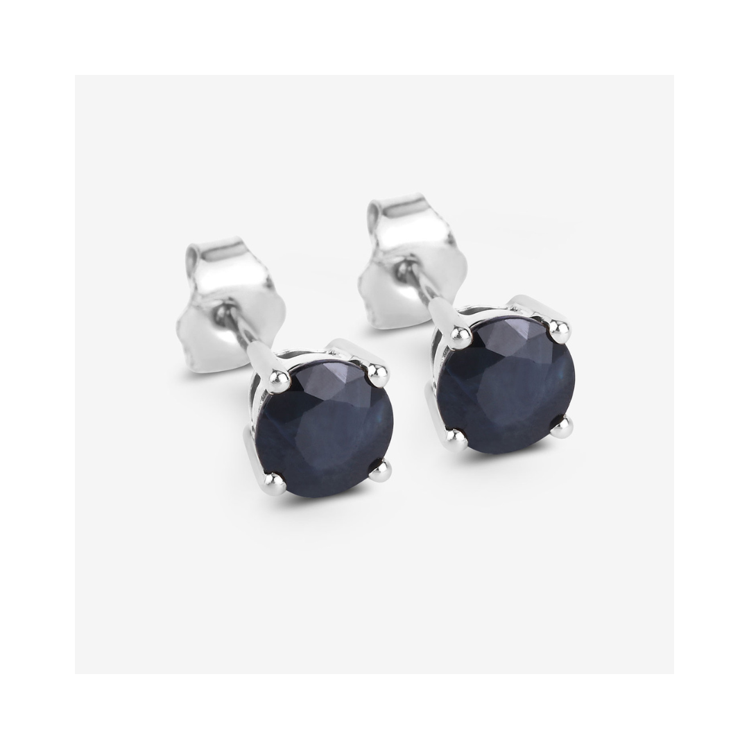 Genuine Blue Sapphire 10K Round Studs Earrings