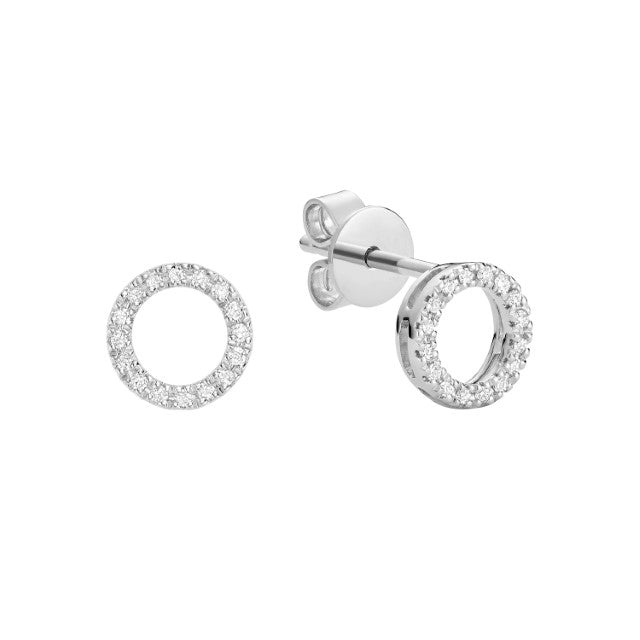 Natural Diamond 10k Gold Circle Stud Earrings