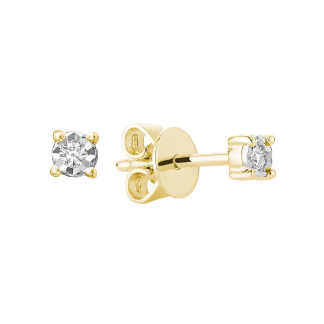 Illusion Natural Diamond Stud Earrings 10k Gold