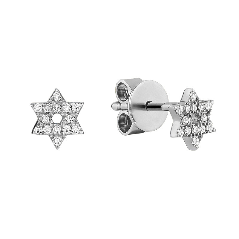 Natural Diamond Star Stud Earrings 14k Gold