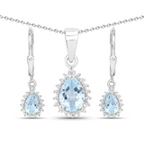 Sterling Silver Blue Topaz Necklace and Earring Set