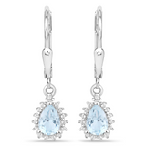 Sterling Silver Blue Topaz Necklace and Earring Set