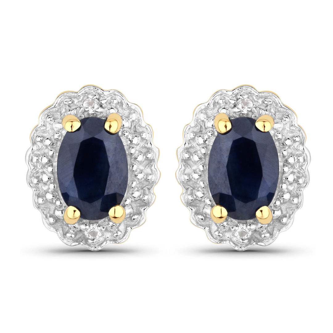 Sterling Silver Black Blue Sapphire Jewelry Set