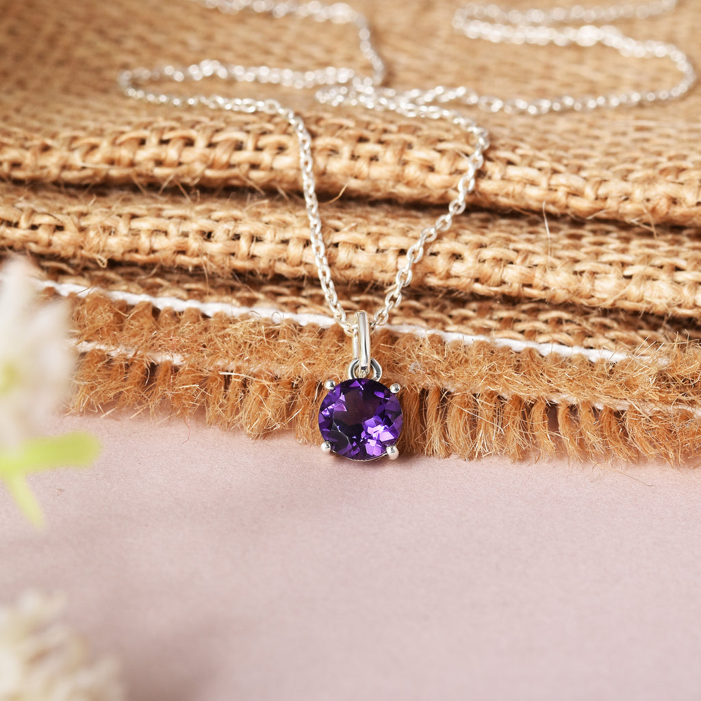 Purple Solitaire Amethyst Jewelry Set
