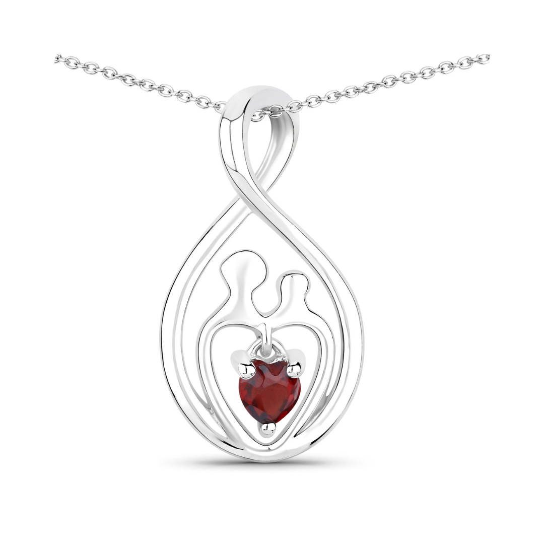 Genuine Garnet Mom Infinity Pendant Necklace