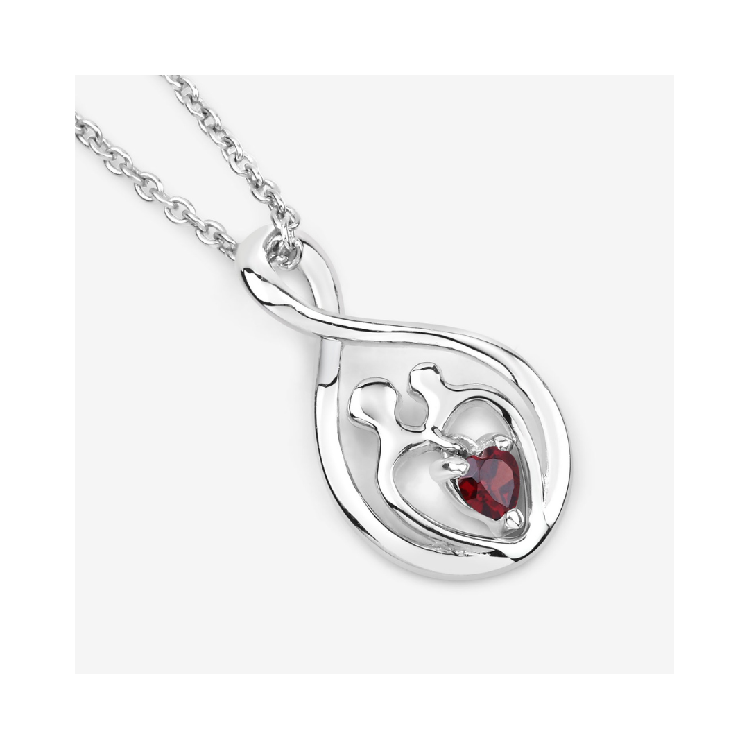 Genuine Garnet Mom Infinity Pendant Necklace