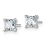 14k White Gold, Lab Grown Diamond, Square Solitaire Studs Earrings