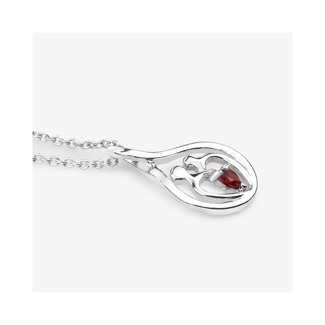 Genuine Garnet Mom Infinity Pendant Necklace