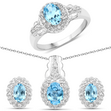 Swiss Blue Topaz Necklace and Earring set