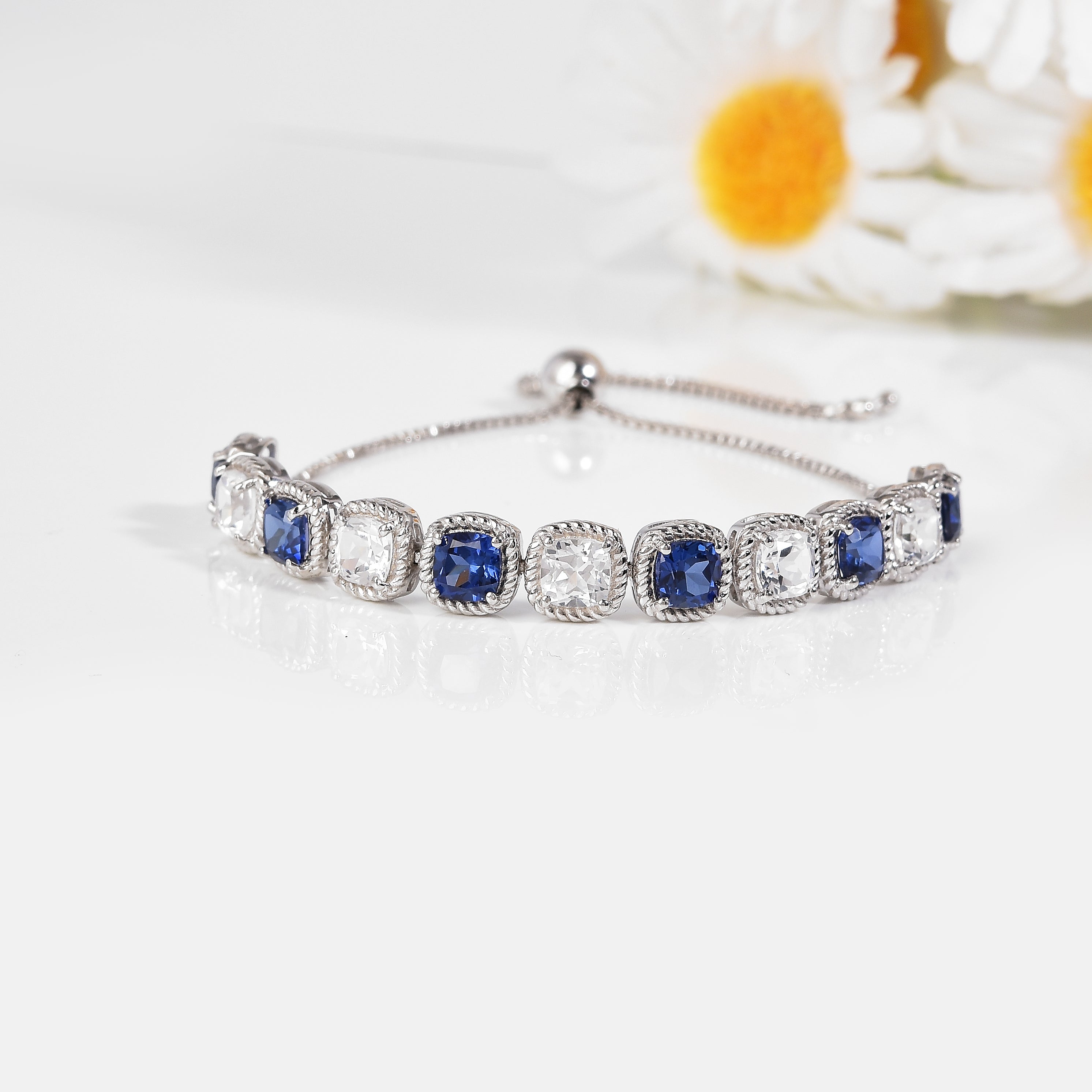Bracelet de tennis en saphir pêche