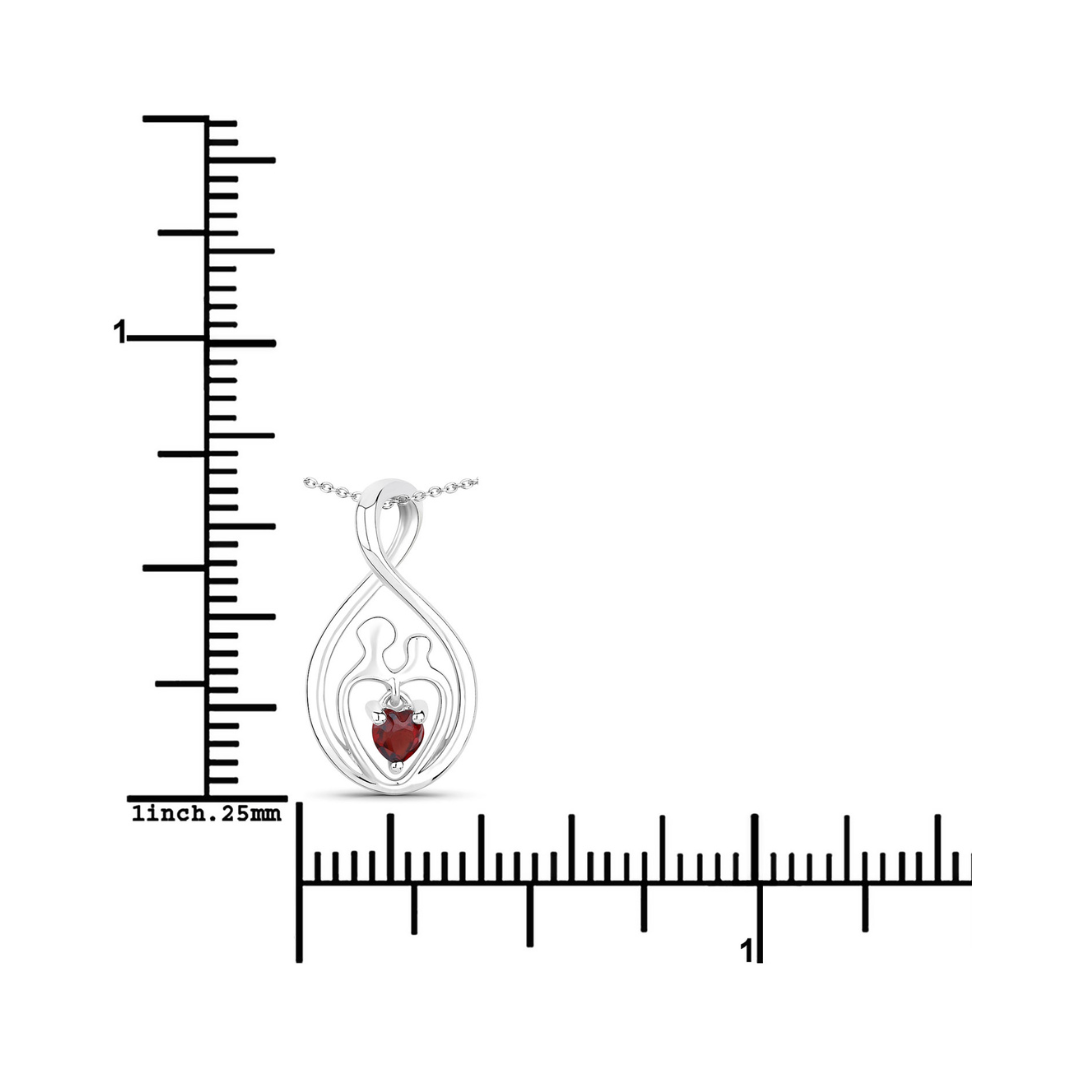 Genuine Garnet Mom Infinity Pendant Necklace