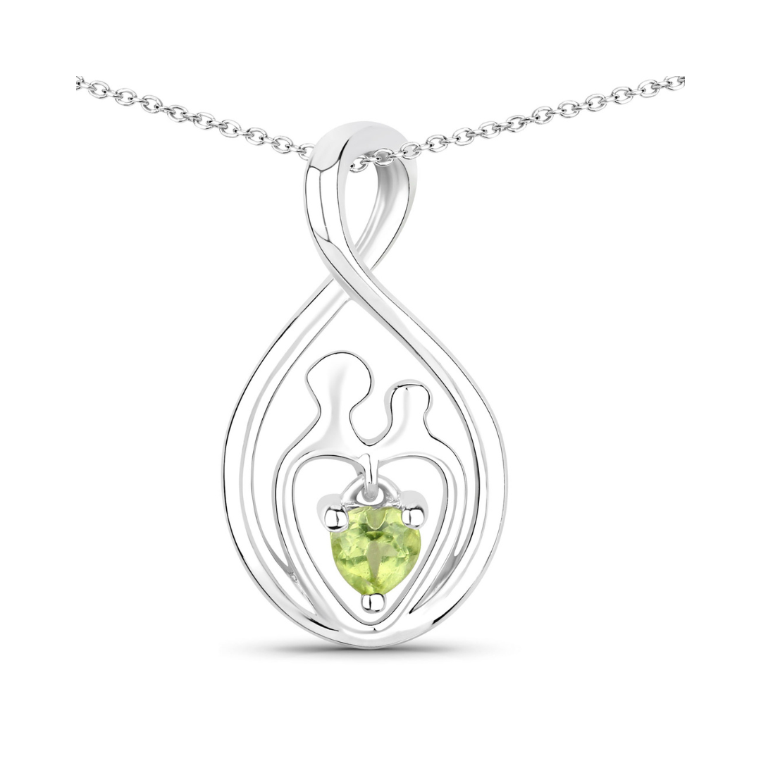 Genuine Peridot Mom Infinity Pendant Necklace